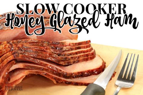 This slow cooker honey glazed ham recipe is so easy!. It takes 4 hours in a Crock-Pot. The glaze is made with honey, brown sugar & cinnamon Spiral Honey Ham Crock Pot, Honey Baked Ham Copycat Crockpot, Crock Pot Glazed Ham, Brown Sugar Honey Glazed Ham In Crockpot, Honey Glazed Ham Crock Pot, Spiral Ham Crockpot, Honey Baked Ham Copycat, Ham In Crockpot, Honey Glazed Ham Recipe