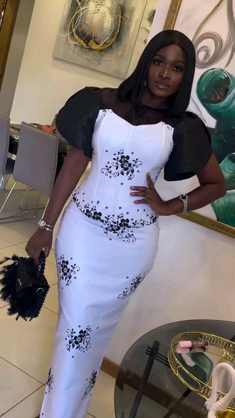 Kaba Styles Ghanaian, Kaba Styles, Simple Dress Styles, Long Gown Styles, White Outfits For Women, Ankara Long Gown, White Dress Styles, Classy Short Dresses, Ankara Long Gown Styles