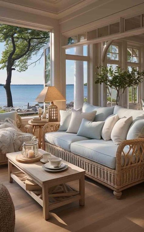 COOL STUFF Vintage Coastal Home, Hamptons Interior Design, Hamptons Living Room, Hamptons Interior, Hamptons Beach House, Coastal Traditional, Deco Marine, Modern Coastal Decor, Beachfront House