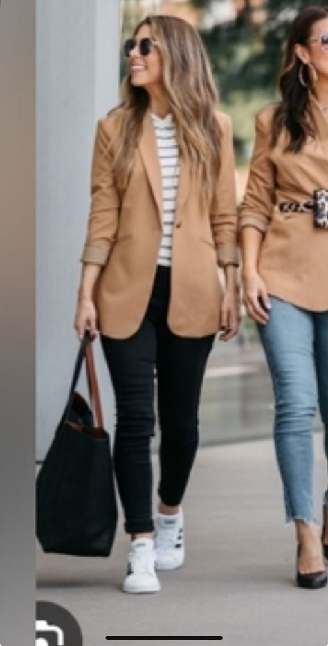 Gold Loafer Outfits Women, Khaki Pants Outfit Fall, Tan Jacket Outfit Women, Khaki And Black Outfit, Khaki Blazer Outfit Women, Tan Jacket Outfit, Khaki Blazer Outfit, Camel Pants Outfit, Tan Blazer Outfits