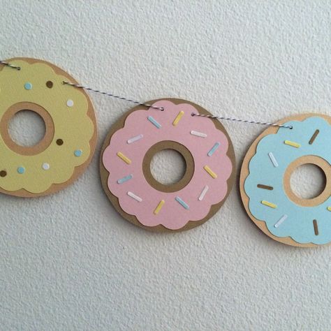 Donut Garland, Staff Retreat, Donut Banner, Doughnut Party, Candy Theme Birthday Party, Donut Themed Birthday Party, Candy Themed Party, Diy Donuts, Donut Decorations