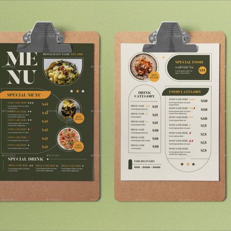 Green Modern Clean Food Menu Menu Card Design, Food Menu Template, Menu Designs, Menu Design Template, Simple Menu, Restaurant Names, Food Menu Design, Food Names, Clean Food