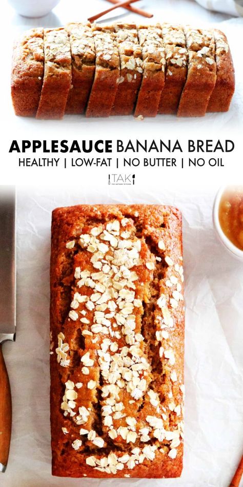 Applesauce Banana Bread, Healthy Applesauce, Banana Bread With Applesauce, Low Fat Breakfast, Low Cholesterol Recipes, Baking Powder Uses, Healthy Banana Bread, Low Cholesterol, Low Fat Diets