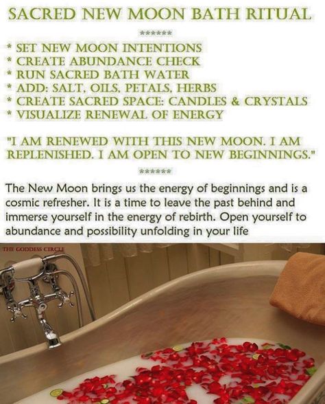 New Projects Ideas, Moon Bath Ritual, New Moon Bath, Spiritual Cleansing Bath, Moon Bath, Moon Spells, Moon Rituals, Spiritual Bath, Bath Recipes