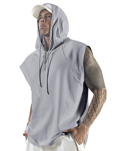 PRICES MAY VARY. What to wear in summer, what is the most concave shape, sleeveless shirts for men. Hooded design, the moment you wear a hat during training, the world has nothing to do with me, concentrate on training. The hooded vest has always been a popular style in spring and summer, and has always been loved by everyone. This is a loose mens workout tank top, which can show the muscle lines of the arm, highlight the figure, and make you full of charm! Simple, stylish and sporty. Loose vers Men’s Activewear, Tank Top Outfits Men, Active Wear Men, Sleeveless Hoodie Men, What To Wear In Summer, Fitness Gifts For Men, Gym Hoodies, Bodybuilding Tank Top, Mens Gym Fashion