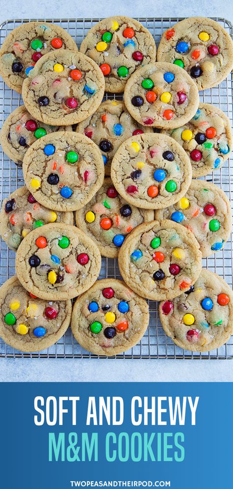 Mnm Cookies Recipe, Chewy Christmas Cookies, Mnm Cookies, Cookies Chewy, Holiday Baking List, Baking List, Baking Recipes For Kids, The Best Cookies, Amazing Cookies