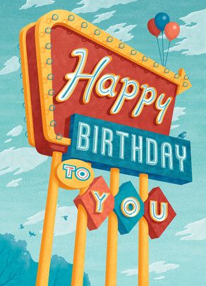 Happy Birthday in Lights 5x7 Folded Card Bday Greetings, Vintage Birthday Cards, Birthday Wishes And Images, Happy Birthday Meme, Happy Birthday Funny, Happy Birthday Pictures, Birthday Blessings, Birthday Wishes Cards, Happy Birthday Messages