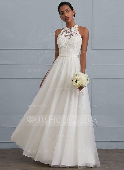 A-Line Scoop Neck Floor-Length Tulle Wedding Dress (002124265) - Wedding Dresses - JJ's House Eden Wedding Dress, Charmeuse Wedding Dress, Floor Length Lace Dress, Scoop Wedding Dress, Women Artwork, Charmeuse Dress, Wedding Dress Silhouette, Floor Length Wedding Dress, Neck Wedding Dress