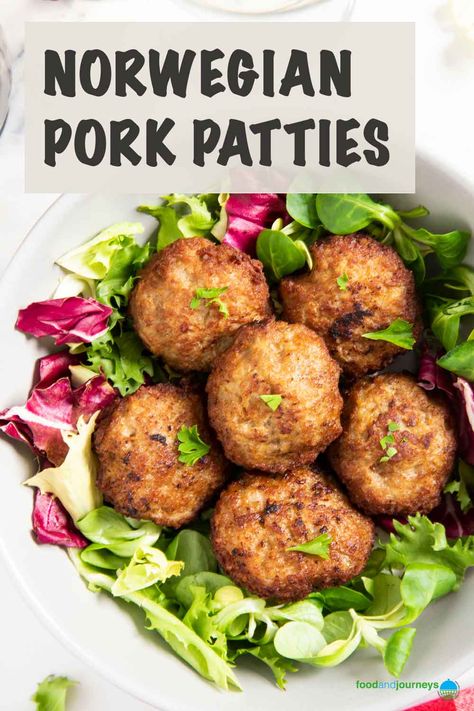 These easy-to-prepare Norwegian pork patties are excellent for appetizers or mains. Made of ground pork and with a hint of nutmeg and ginger, they will surely be a hit for kids and adults. Yum! Ground Pork Freezer Meal, Pork Patties Recipes, Recipes For Ground Pork, Ground Pork Recipes Easy, Pork Freezer Meals, Pork Patties, Pork Mince Recipes, Meat Patties, Scandinavian Recipes