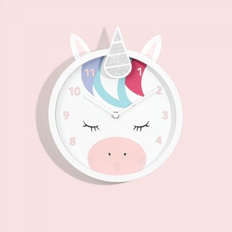 Unicorn Wall Clock Learning To Tell Time, Analogue Clock, Learn To Tell Time, Unicorn Life, Funky Home, Wall Watch, Kids Bedroom Designs, Unicorn Wall, Analog Clock