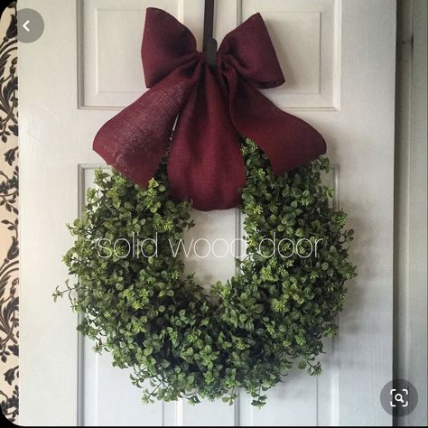 Boxwood Wreaths, Wreath With Burlap, Faux Boxwood, Boxwood Wreath, Burlap Bow, Wreath Hanger, Wreath Easter, Xmas Wreaths, Everyday Wreath