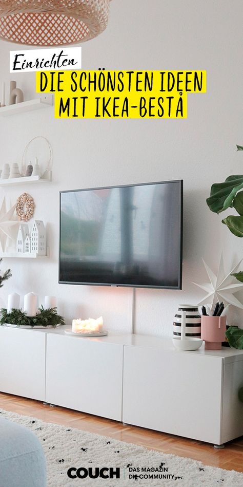 nn_living zeigt uns hier wie sie ihr Ikea-Besta im Wohnzimmer als Sideboard zum Einsatz bringt: Schön oder? Schaut hier rein, wenn ihr euch von den vielen Möglichkeiten des Ikea-Besta Aufbewahrungssystems inspirieren lassen wollt. Tv Board Ikea Hack, Ikea Tv Board, Ikea Besta Tv Wall, Besta Ikea Living Room Tv Walls, Besta Ikea Living Room, Ikea Besta Living Room, Besta Tv Unit Ideas, Besta Ikea Tv, Ikea Besta Wall