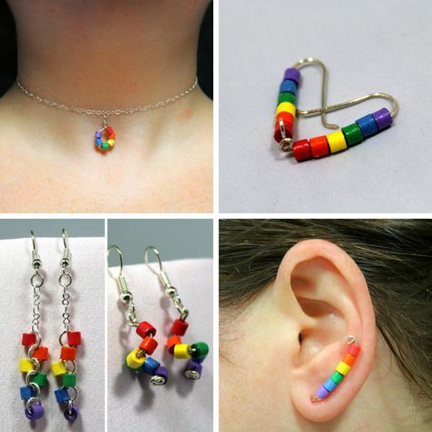 Rainbow Jewelry for Pride Month! | Sweethearts and Crafts Pride Jewellery Diy, Pride Beaded Jewelry, Pride Accessories Diy, Pride Jewelry Diy, Keychains To Make, Lgbtq Jewelry, Pride Bracelets, Pride Ideas, Pride Accessories