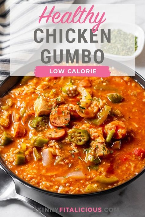 Crockpot Gumbo has 30 grams of protein and is low calorie and high fiber. Low Calorie Recipes Crockpot, Crockpot Gumbo, Gumbo Recipe Crockpot, Healthy Crockpot Chicken, Healthy Gluten Free Dinner Recipes, Crockpot Meal Prep, Low Calorie High Protein, Crockpot Chicken Healthy, Chicken Gumbo