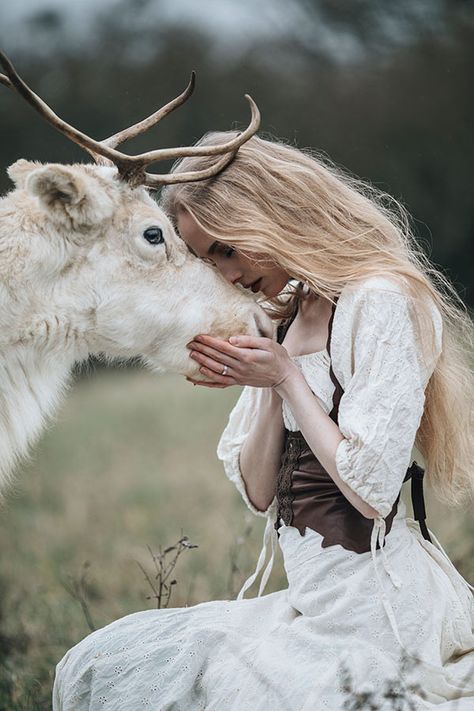 White Reindeer, Fairytale Photography, Fantasy Photography, Fantasy Aesthetic, Animal Companions, Photography Magazine, A Magazine, Pose Reference Photo, Hello My Name Is