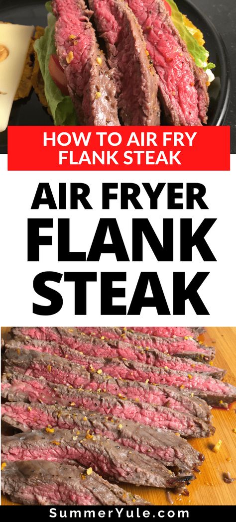 Can flank steak be cooked in an air fryer? You bet! Learn how to air fry flank steak with this easy air fryer flank steak recipe. You’ll love this tender and juicy flank steak that cooks in under 10 minutes. Cooking flank steak is easier than you might think! Get step-by-step directions, nutrition tips, the best flank steak marinade, and more! #airfryer #dinner #glutenfree #lowcalorie #lowcarb Cooking Flank Steak, Best Flank Steak Marinade, Air Fryer Flank Steak, Best Flank Steak, Airfryer Dinner, Flank Steak Marinade, Steak Times, Flank Steak Fajitas, Flank Steak Recipe