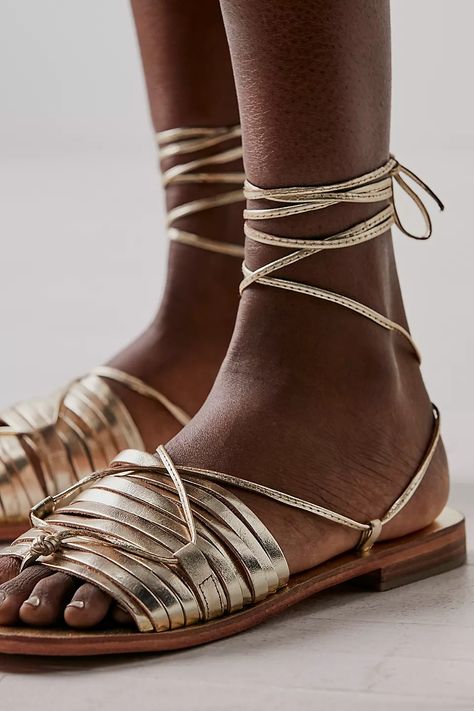 Cami Huarache Wrap Sandals | Free People Chic Sandals, Ankle Wrap Sandals, Wrap Sandals, Aging Well, Easy Breezy, Vintage Aesthetic, Boho Clothing, Vegetable Tanned Leather, Boho Outfits