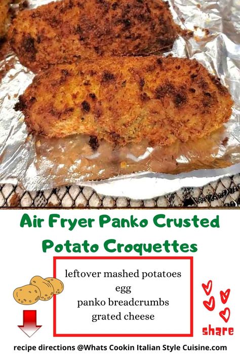 Air Fried Potato Croquettes, Potato Croquettes Recipe Air Fryer, Potato Croquettes Air Fryer, Croquettes Air Fryer, Snack Quick, Air Fry Potatoes, Healthy Potato, Italian American Food, Veggie Ideas