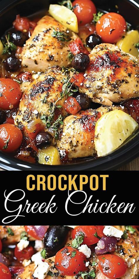 🍽️ Crockpot Greek Chicken is a delicious, easy-to-make dish perfect for busy weeknights! 🕒 Simply toss in your ingredients, let the slow cooker do the work, and enjoy a flavorful, tender Greek-inspired chicken that the whole family will love. 🧄  📌 Pin this recipe to your favorite dinner ideas board and don’t forget to follow for more healthy, easy-to-make recipes! 😋👩‍🍳  #CrockpotRecipes #GreekChicken #HealthyDinners #MealPrepIdeas Healthy Crockpot Ideas For Dinner, Greek Chicken Crockpot Slow Cooker, Easy Meals For Dinner Healthy Crock Pots, Slow Cooker Family Recipes, Crockpot Skinnytaste Recipes, Healthy Meal Prep For The Week Crockpot, Antiinflammatory Meals Slow Cooker, Crock Pot Greek Chicken Slow Cooker, Best Chicken Slow Cooker Recipes