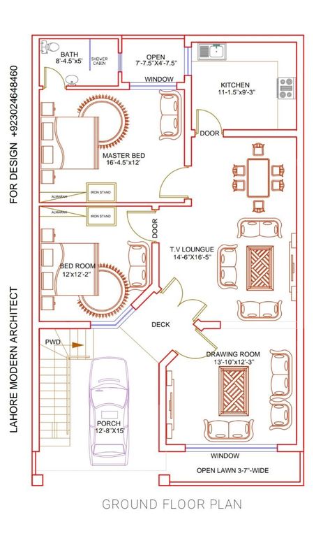 25x45 House Plans With Elevation, 27x50 House Plans Pakistan, 4 Marla House Plan, 28x50 House Plans Layout, 5 Marla House Plan Dha Lahore, 30 50 House Plans, Plot Design, 5 Marla House Plan, Smart House Plans