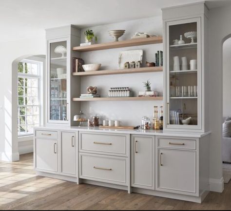 Built In Kitchen Buffet Ideas, Coffee Wine Bar Built In, Kitchen Dining Storage, Ikea Kitchen Built In Hack, Diy Dining Room Cabinet, Built In Shelves Kitchen, New Classic Kitchen Design, Kitchen Sideboard Ideas, Built In Shelves Dining Room