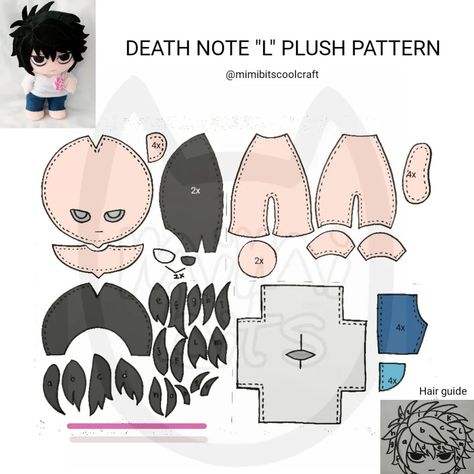 Anime Plushie Pattern, Plush Ideas Diy, Plush Doll Pattern Free, Anime Plush Pattern, Sewing Patterns Plush, Chibi Plush Pattern, Chibi Doll Pattern, Plushie Template, Doll Plush Pattern