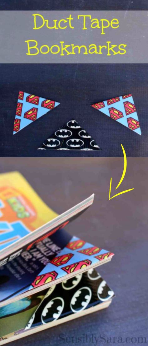 'Duct Tape Bookmarks: Easy-to-Make Craft...!' (via sensiblysara.com)                                                                                                                                                     More Duct Tape Bookmarks, Bookmarks Simple, Tape Bookmarks, Easy Bookmarks, Bookmarks Craft, Duct Tape Diy, Duck Tape Projects, Duct Tape Projects, Bookmarks For Kids