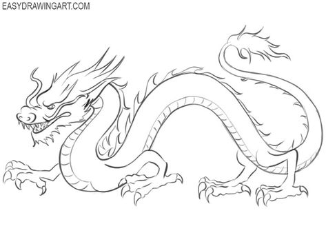 How to Draw a Chinese Dragon | Easy Drawing Art Dragon Drawing Easy, Simple Dragon Drawing, Chinese Dragon Drawing, Japanese Dragon Drawing, New Year's Drawings, Easy Dragon Drawings, Chinese Drawing, Chinese Dragon Art, Dragon Chino