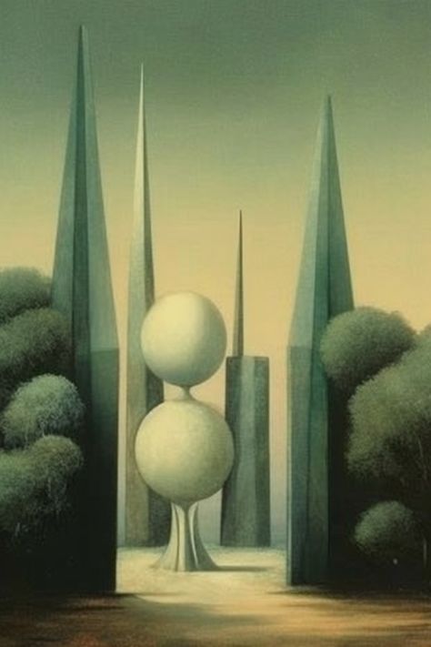 City Surrealism, Sundown Towns, Surrealist Architecture, Surrealism Architecture, Symbolism Painting, Surrealism Landscape, Surrealism Paintings, Painting Surrealism, Abstract Painting Acrylic Modern