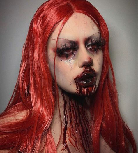 Blood Makeup, Gore Makeup, Creepy Makeup, Alt Makeup, Face Paint Makeup, Work Makeup, Graphic Makeup, Horror Makeup, Swag Makeup