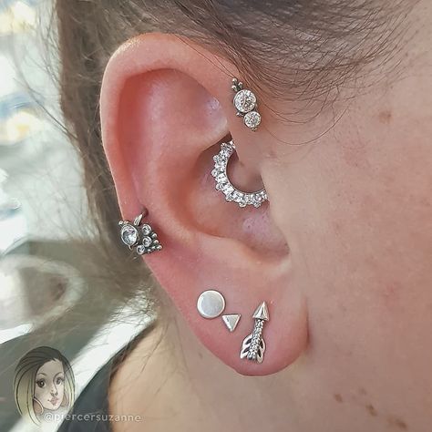 Helix And Daith Piercing, Double Ear Piercings, Forward Helix Piercing, Forward Helix, Daith Piercing, Lip Piercing, Helix Piercing, Ear Piercing, Helix