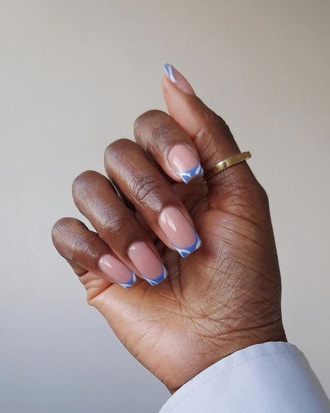 Summer nails Blue Pastel Nails, Blue French Tips, Blue French, Blue Pastel, French Tips, Pastel Nails, Powder Blue, Summer Nails, Nail Art