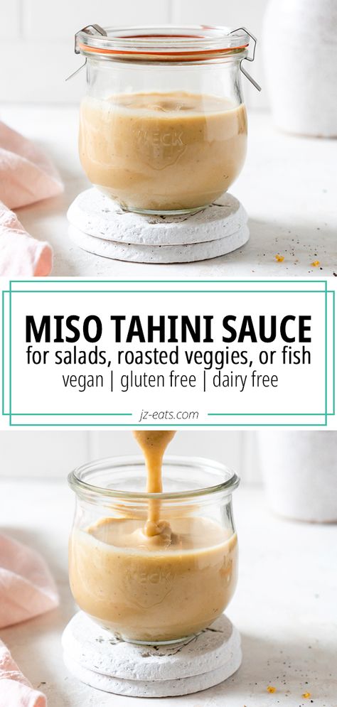 Sauces Made With Tahini, How To Make Miso Sauce, Asian Tahini Sauce, Miso Paste Dressing, Asian Tahini Dressing, Sweet Tahini Sauce, Miso Tahini Pasta, Miso Mayo Recipe, Creamy Miso Sauce