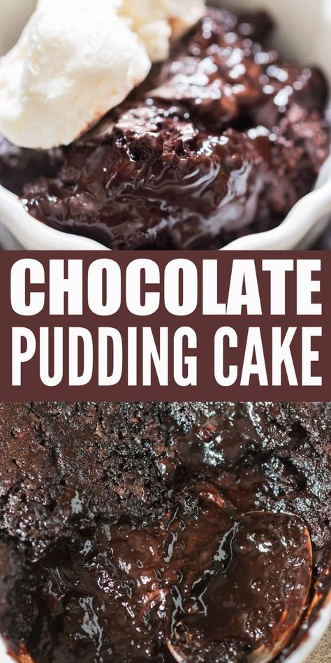 Hot fudge chocolate pudding cake is gooey, fudgy, messy, chocolatey and super yummy! This super easy and fast to make! #puddingcake #chocolatecake #chocolatepuddingcake #hotfudgecake #decadentdessert #easy #recipe #homemade #cocoapowder Brownie Pudding Cake, Baking Chocolate Cake, Chocolate Cake Pudding, Chocolate Pudding Dessert, Pudding Sauce, Chocolate Pudding Cake Recipe, Baked Chocolate Pudding, Dip Appetizers, Chocolate Pudding Desserts