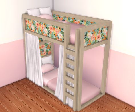 Wide Floral Bunk Bed | Patreon Sims 4 Cc Bunkbeds, Sims 4 Toddler Bunk Bed Cc, Ts4 Bunk Bed Cc, Sims 4 Bunk Bed Cc Patreon, Sims4 Bunk Bed Cc, Sims 4 Kid Cc Furniture, Sims 4 Cc Bunk Beds For Kids, Sims 4 Bunk Bed Cc Maxis Match, Sims 4 Bunk Bed