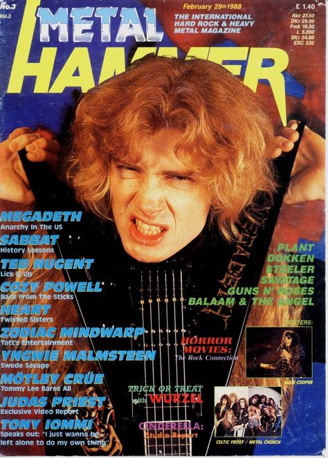 Megadeth Poster, Metal Hammer Magazine, Dave Mustaine, Twisted Sister, Metal Magazine, Judas Priest, Old Magazines, Music Magazines, Thrash Metal