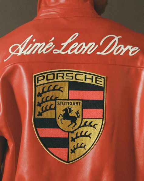 @aimeleondore reveals their leather @porsche club jacket. 😮‍💨⁠ ⁠ Cop or Drop?⁠ ⁠ (Also, are AJ14s back? 👀) Porsche Jacket, Porsche F1, Sweater Outfits Men, Club Jacket, Porsche Club, Aime Leon Dore, Group 1, Street Style Looks, Fashion Details