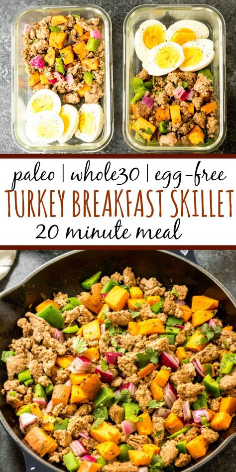 Egg Free Breakfast, Whole30 Breakfast, Menu Sarapan Sehat, Turkey Breakfast, Breakfast Skillet, Whole 30 Breakfast, Easy Morning, Pan Meals, Paleo Breakfast