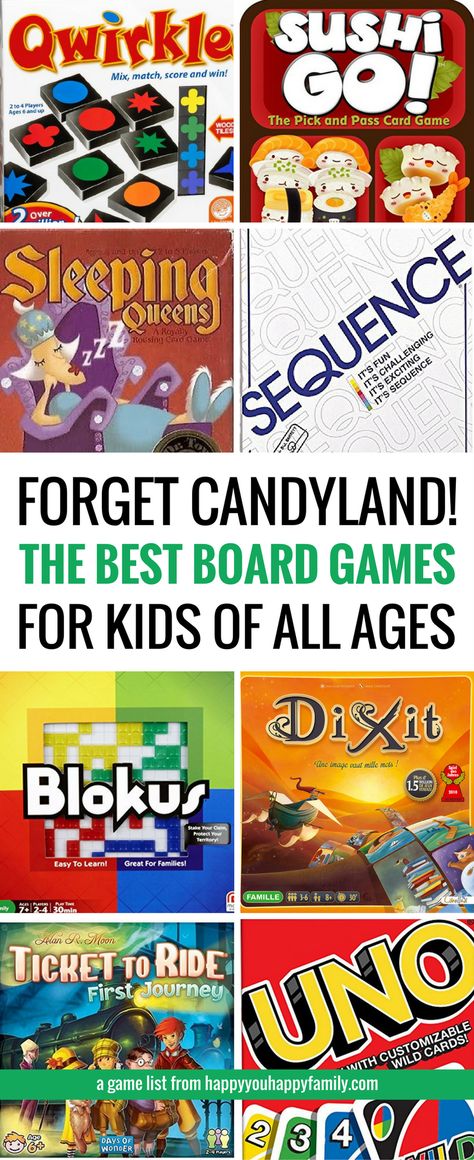 This is the best list of board games for kids that work for a wide range or ages, from preschoolers to teens and beyond. These card games and board games are so much fun that adults love them, too! Because life is too short for suffering through Candyland. These games also make great birthday gifts and Christmas gifts for the whole family. #gamesforkids #giftsforkids #boardgames #familyfun #cardgames Best Family Board Games, Best Board Games, Games For Adults, Family Fun Games, Family Board Games, Fun Board Games, Board Games For Kids, Games For Teens, Kids Board