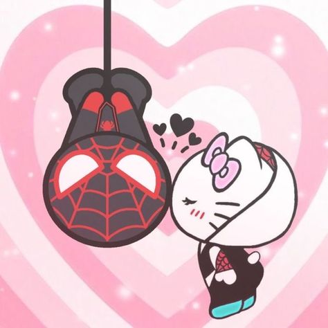 Hello Kitty And Spiderman, D Wallpaper Letter Cute, Hello Kitty Boy, Profile Matching, Bf And Gf, Wallpaper Drawing, Kitty Kisses, Hello Kitty Wallpaper Hd, Spiderman Drawing