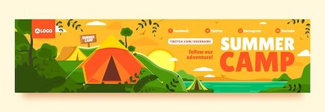 Twitch Banner, Summer Camping, Summer Flats, Iconic Photos, Banner Template, Vector Photo, Graphic Resources, Vector Free, Vector Images