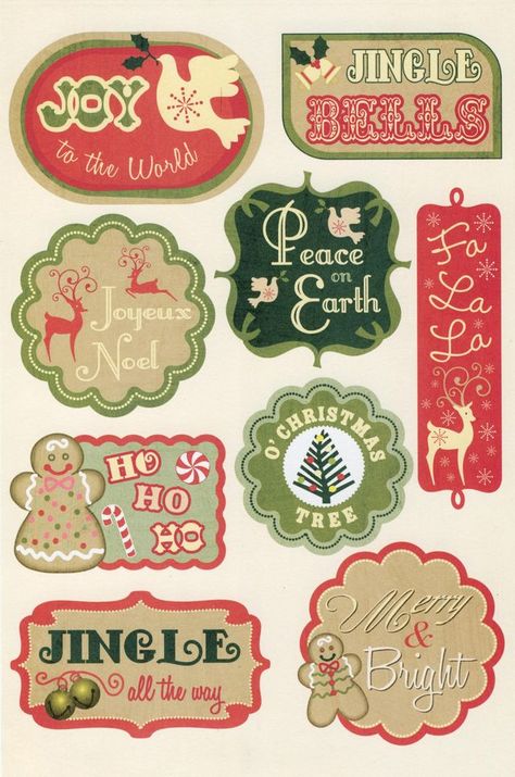 Xmas Stickers Free Printable, Christmas Printable Stickers, Christmas Stickers Printable, Christmas Scrapbook Paper, Handmade Journals Diy, Christmas Junk Journal, Christmas Ephemera, Vintage Christmas Images, Christmas Journal