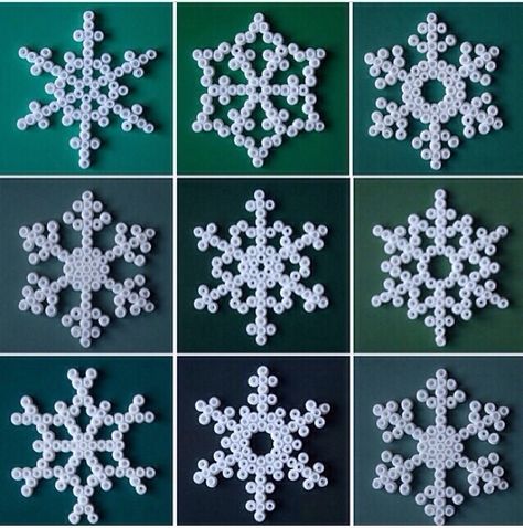 Perler Bead snowflake patterns Hama Beads Christmas, Perler Beads Ideas, Snow Travel, Christmas Perler Beads, Cold Christmas, Motto Party, Snowflake Craft, Christmas Landscape, Jeweled Christmas