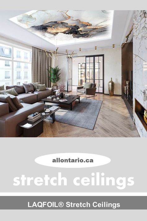 Stretch Ceiling Design Interiors, Stretch Ceiling Design Modern, Living Area False Ceiling Design, Stretch Ceiling Design, Backlit Stone, Ceiling Pop, Drawing Room Ceiling Design, Dream Villa, Fall Ceiling