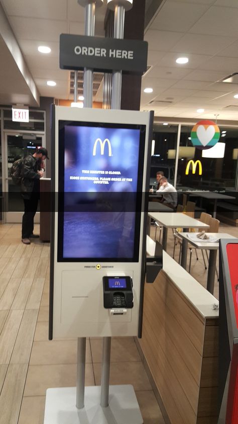 Ordering through machines inside McDonalds Mcdonalds Inside, Collage, Pins, Quick Saves