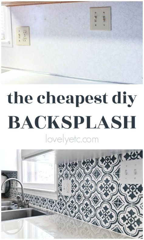 Inexpensive Backsplash, Diy Kitchen Makeover Ideas, Easy Backsplash, Paint Backsplash, Diy Kitchen Backsplash, Painted Tile, Kitchen Design Diy, Kitchen Diy Makeover, Diy Backsplash