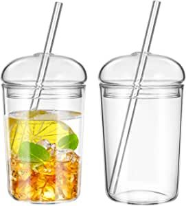 Glass Straw Cup, Clear Drinking Glasses, Cups With Lids And Straws, Juice Ice, Cocktail Cup, Drinking Jars, Clear Cups, Coffee Ice, Smoothie Cup