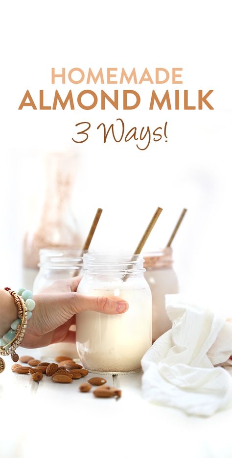 An easy video tutorial on how to make homemade almond milk, 3 different ways! From classic vanilla, to spicy chai and decadent chocolate, this step-by-step tutorial will teach you how #homemadealmondmilk #almondmilk #diyalmondmilk Vanilla Almond Milk Recipes, Diy Almond Milk, Almond Milk Recipes Homemade, Almond Milk Recipe, Living Naturally, Eat And Run, Make Almond Milk, Almond Milk Recipes, Homemade Almond Milk