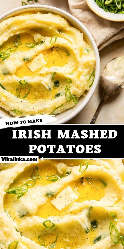 Champ Recipe, Vikalinka Recipes, Irish Mashed Potatoes, Green Onions Recipes, 2023 Thanksgiving, Gravy For Mashed Potatoes, Butter Mashed Potatoes, Baked Mashed Potatoes, Irish Beef Stew