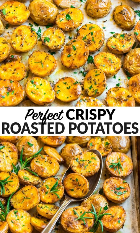 Best Oven Roasted Potatoes, Roasted Golden Potatoes, Golden Potato Recipes, Crispy Oven Roasted Potatoes, Seasoned Roasted Potatoes, Making Roast Potatoes, Oven Roasted Potatoes Easy, Crock Pot Baked Potatoes, Roasted Potatoes And Carrots